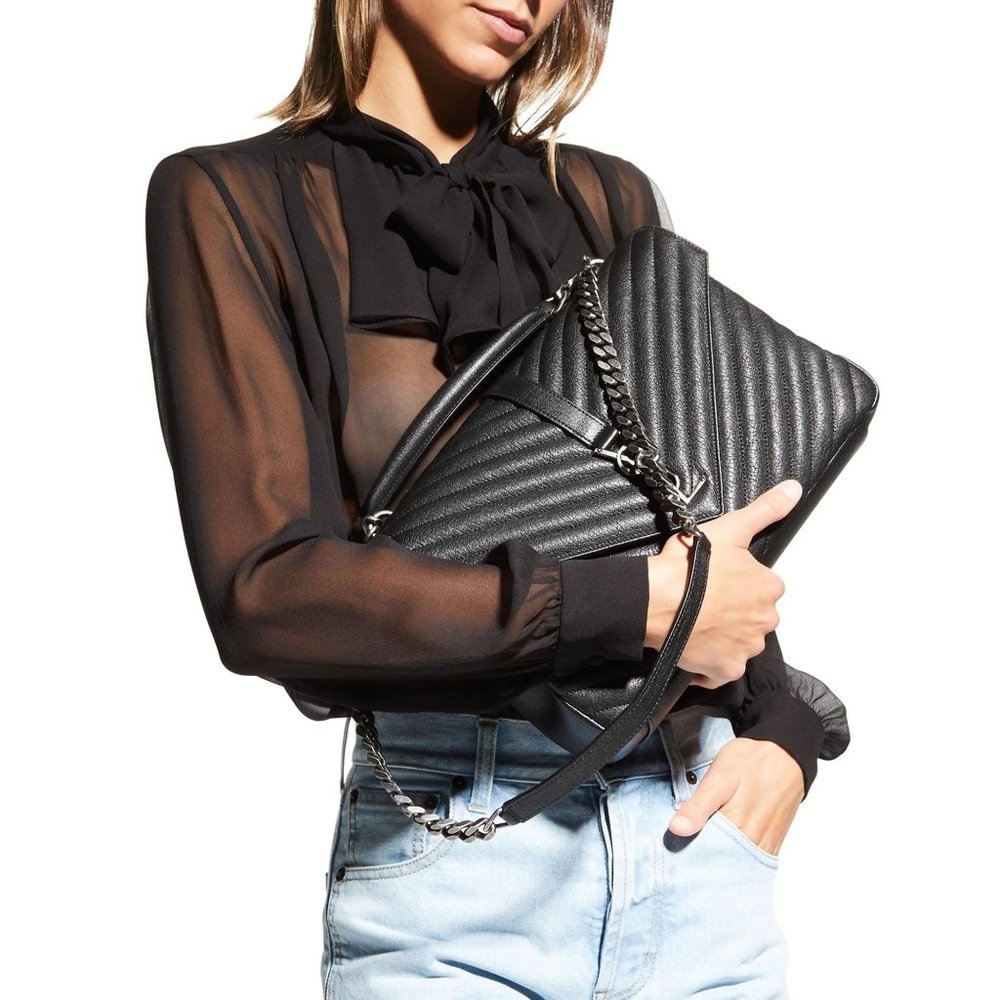 SOLD ON MERC YSL Yves Saint Laurent Large Matelasse Chevron College Bag